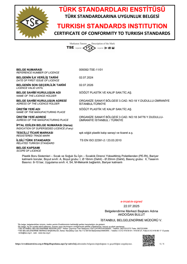TS EN ISO 22391-1 PE-RT