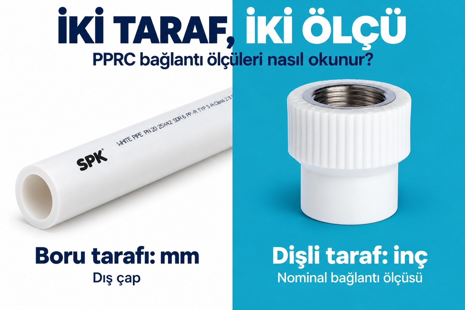 PPRC Boruda Parmak ve İnç Ölçüleri — Milimetre Karşılıkları